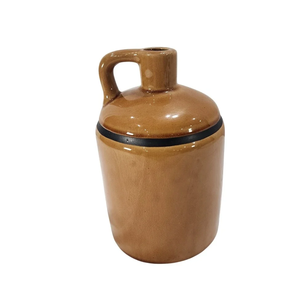 Kips Primitive Crackle Ceramic Jug Family Star Tan Rustic Farmhouse Decor 2009
